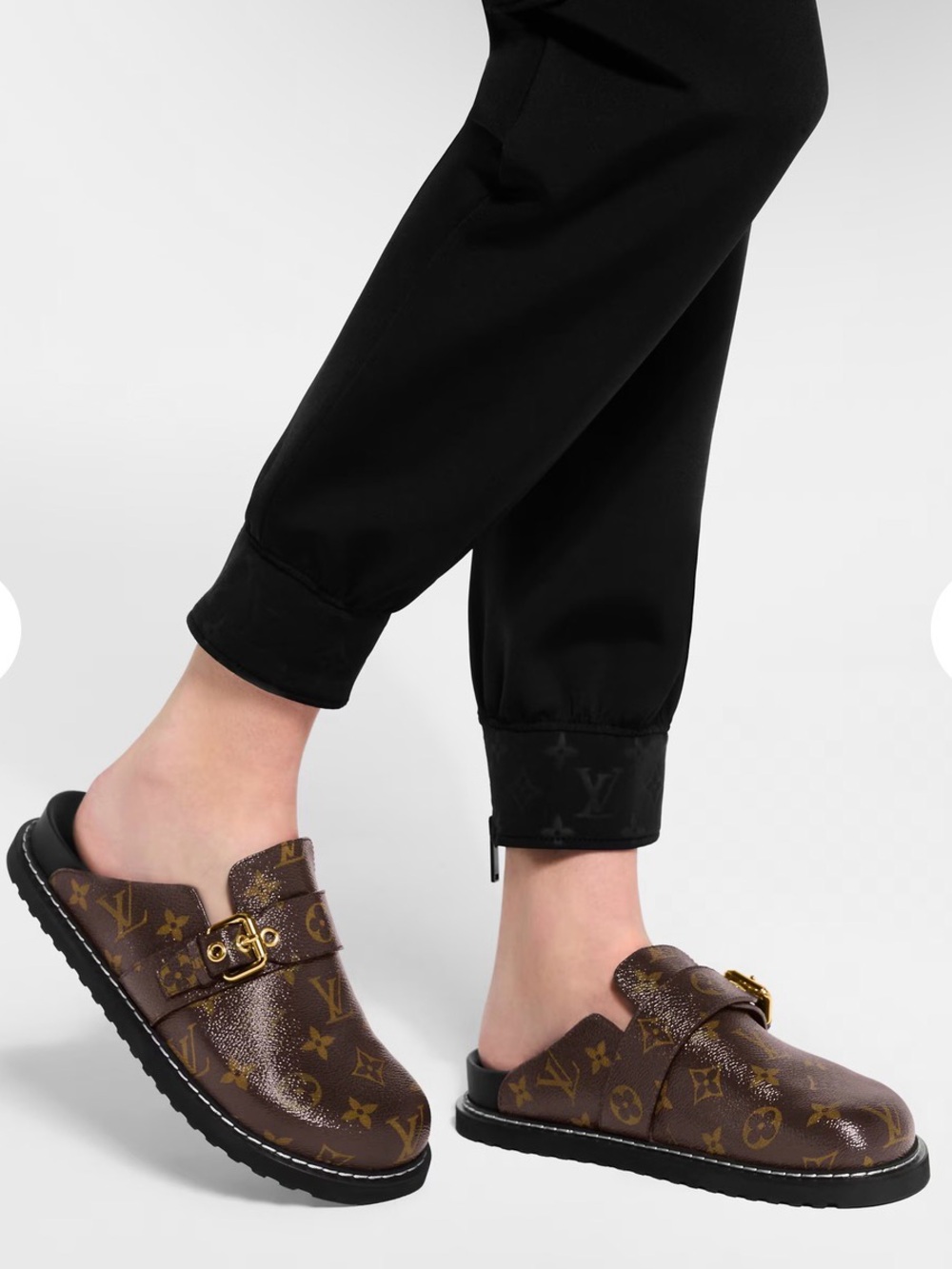 Louis Vuitton Brown Monogram Mule Clogs with Buckle